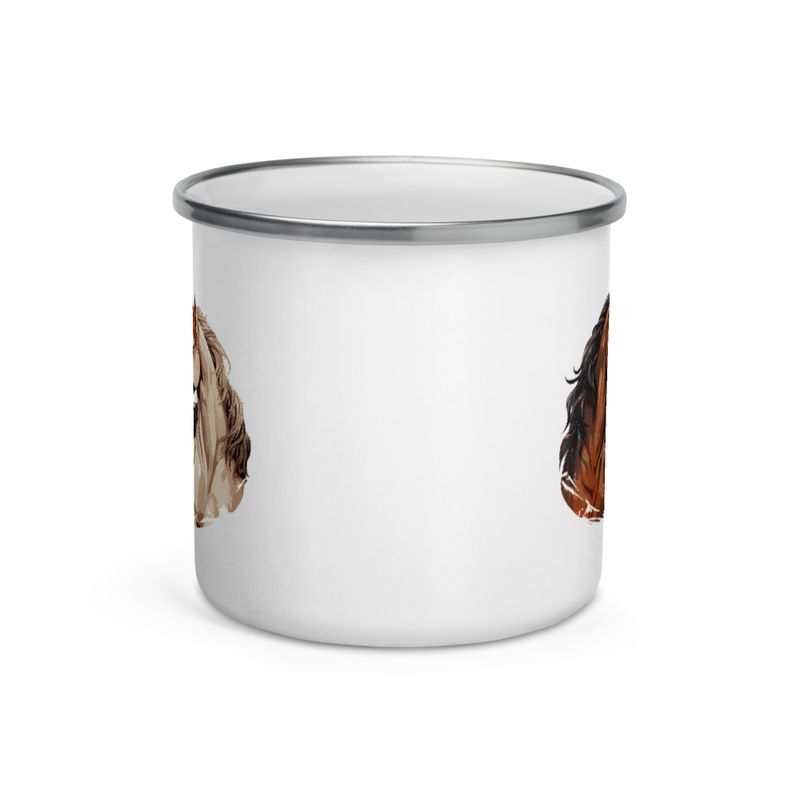 Enamel Mug, Cattle, Horses nose-to-nose, jbgjpy