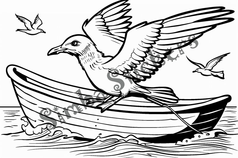 Colouring pages, bundle of seagulls, 50 images