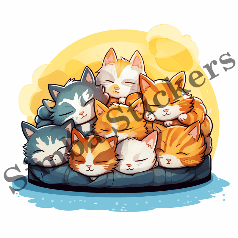 Cats sleeping, image set, 10 images