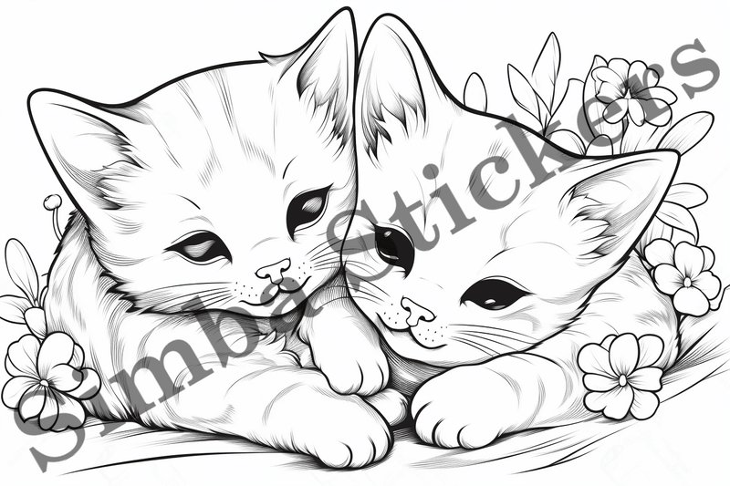 Colouring pages, Bundle of cats, 25 images