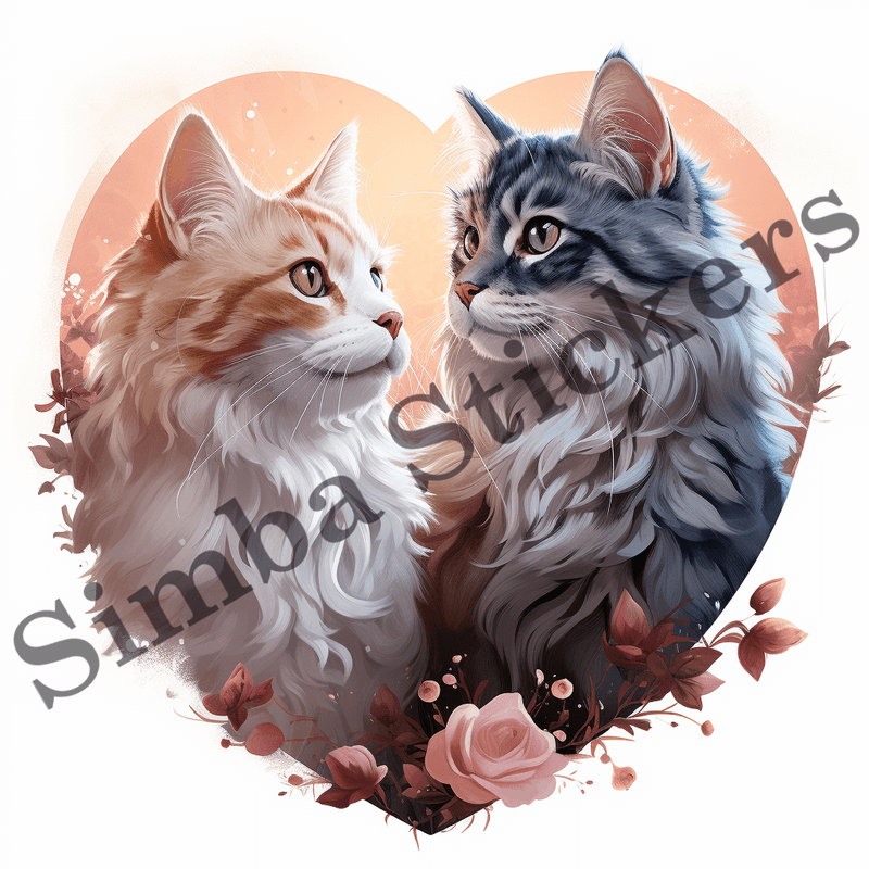 Cats in love, image set, 10 images