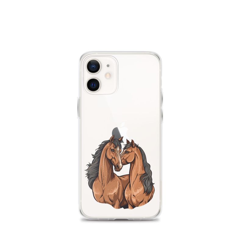 Clear Case for iPhone, Two brown horses snuggling, tdwcyd