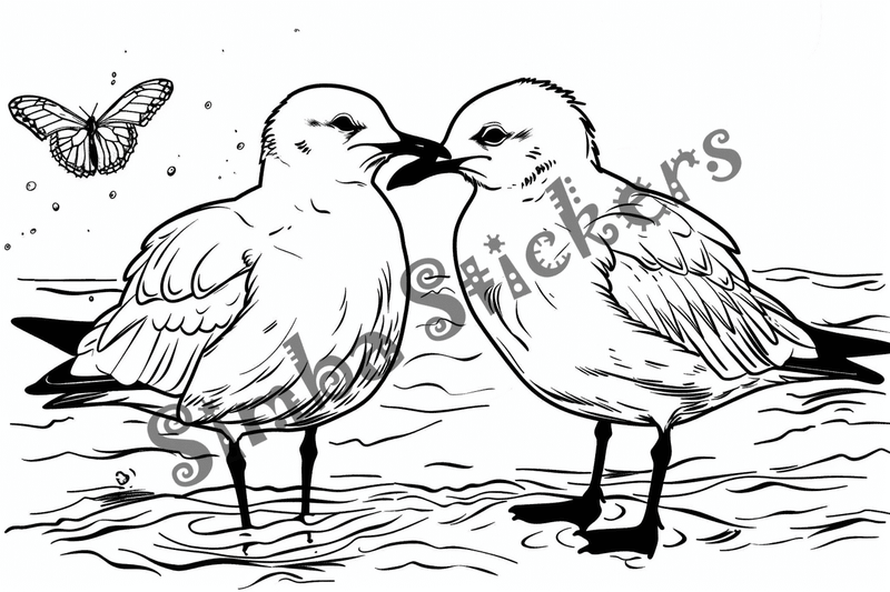 Colouring pages, bundle of seagulls, 50 images