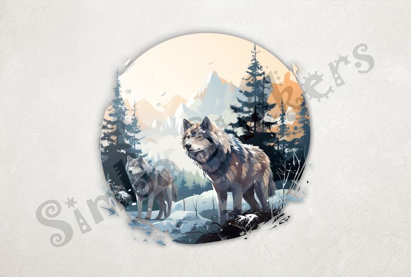 Wolves in a snowy forest