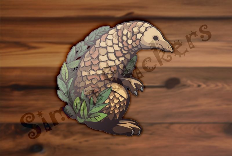 Pangolin standing in green leaves