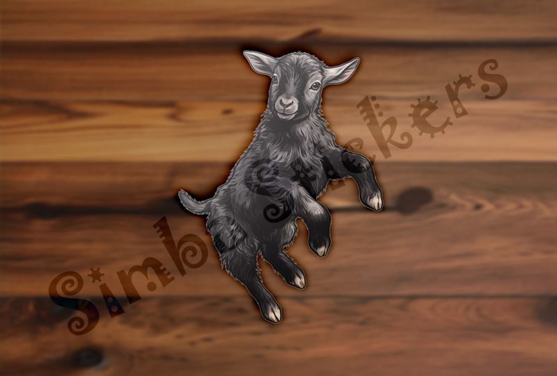 Black goat kid jumping