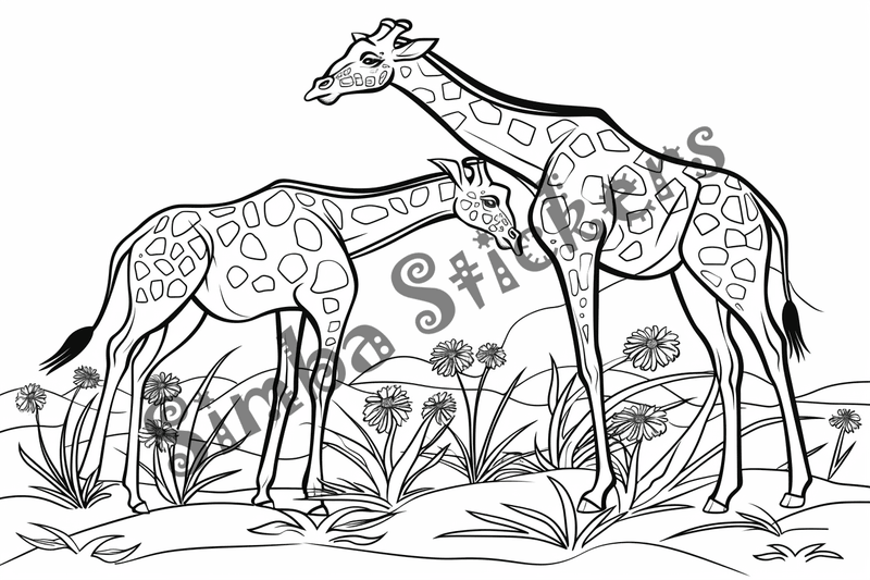Colouring pages, bundle of giraffess, 25 images 2