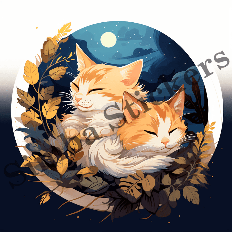 Cats sleeping, image set, 10 images