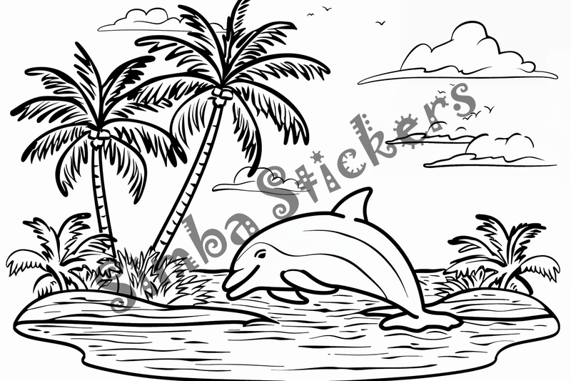 Colouring pages, bundle of dolphins, 25 images 2