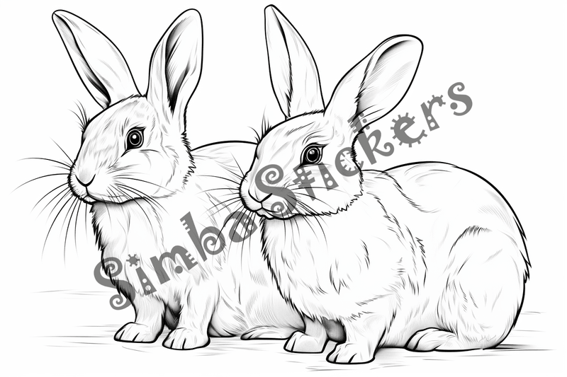 Colouring pages, bundle of rabbits, 25 images 2