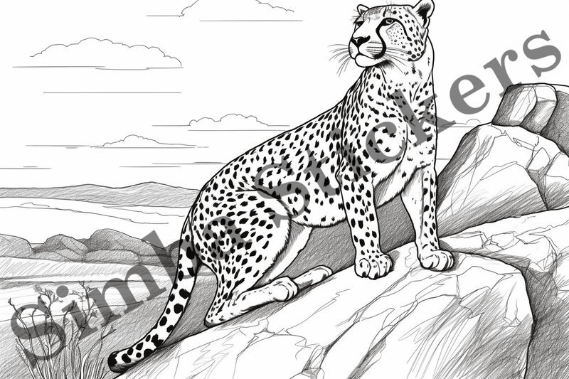 Colouring pages, Bundle of cheetahs, 10 images