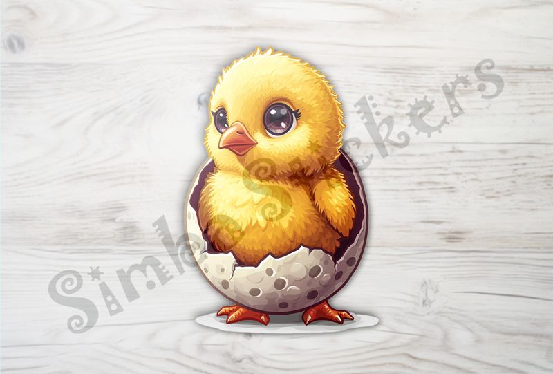 Chicks standing in egg, feet on ground, on hatchday