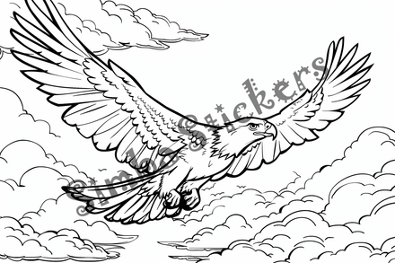 Colouring pages, bundle of eagles flying, 10 images