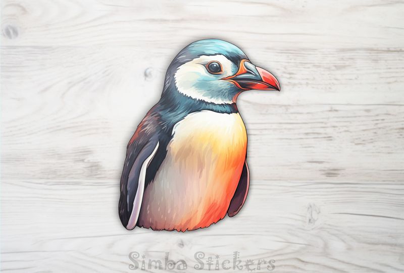 Penguin with side-blance, watercolour, 9hkto0
