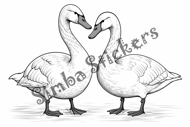 Colouring pages, bundle of geese in love, 10 images