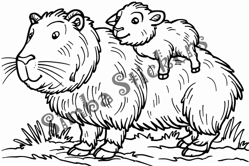 Colouring pages, bundle of capybaras, 25 images