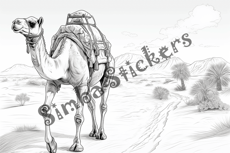 Colouring pages, bundle of camels, 25 images 2