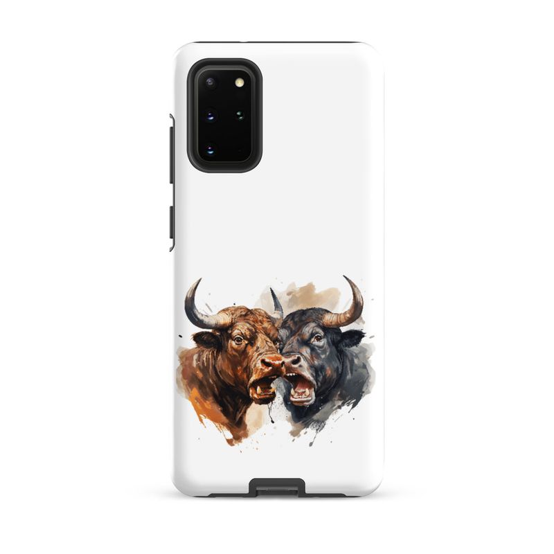 Tough Case for Samsung, Bulls facing up to each other, watercolour, dx5eff