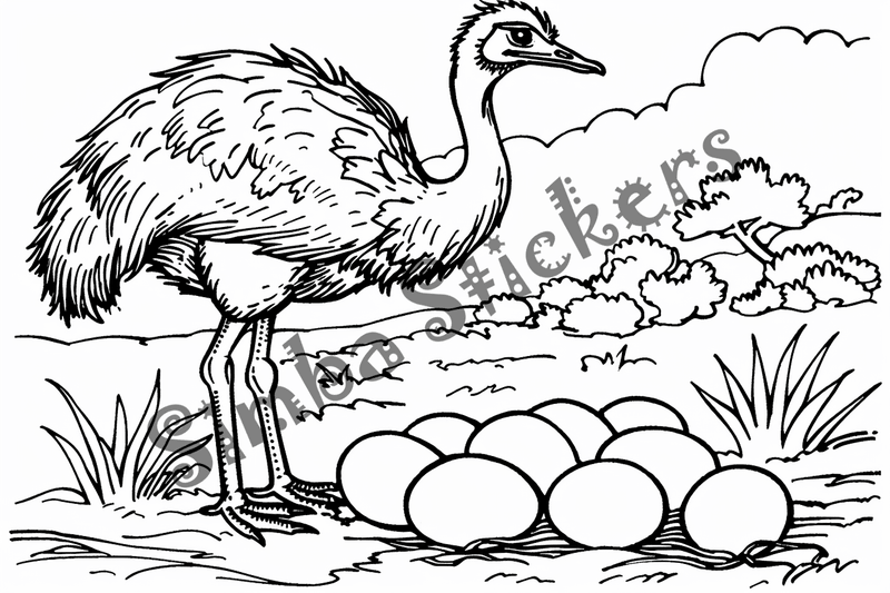 Colouring pages, bundle of ostriches, 25 images