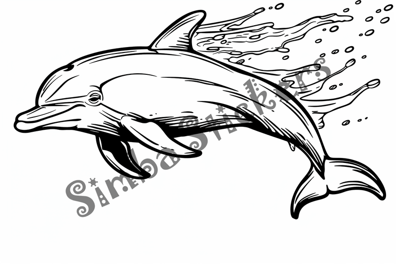Colouring pages, bundle of singular dolphins, 10 images