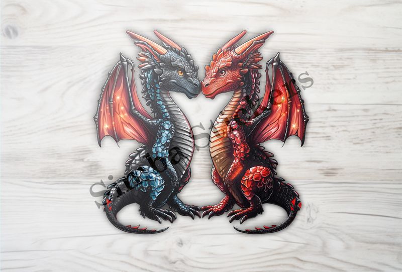 Red dragon, black dragon in love