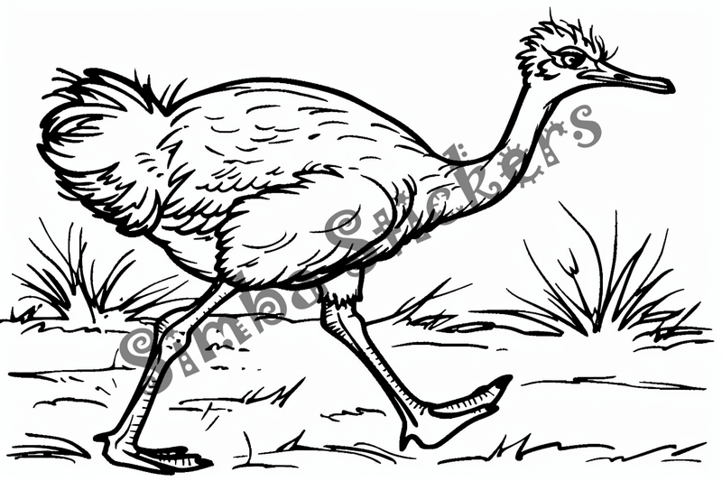 Colouring pages, bundle of ostriches, 50 images