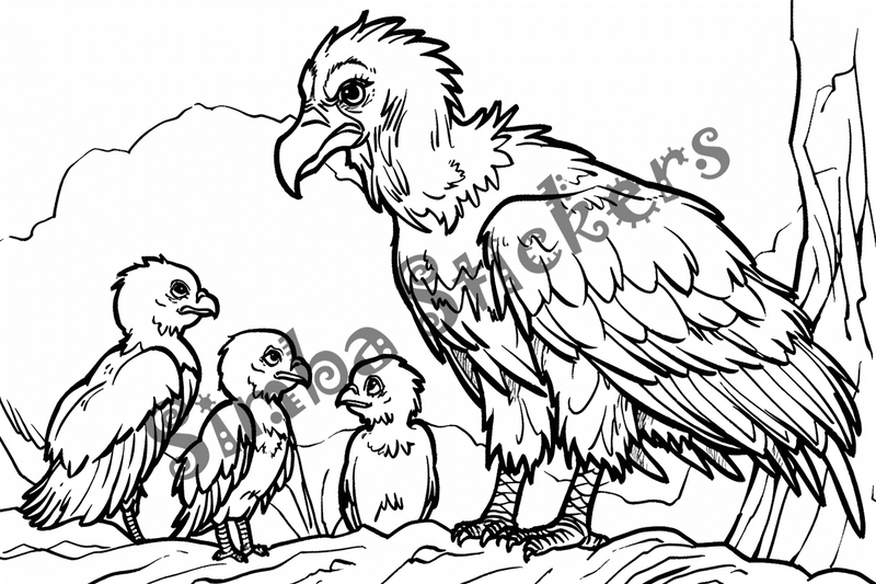 Colouring pages, bundle of vultures 2, 25 images, nffnc2