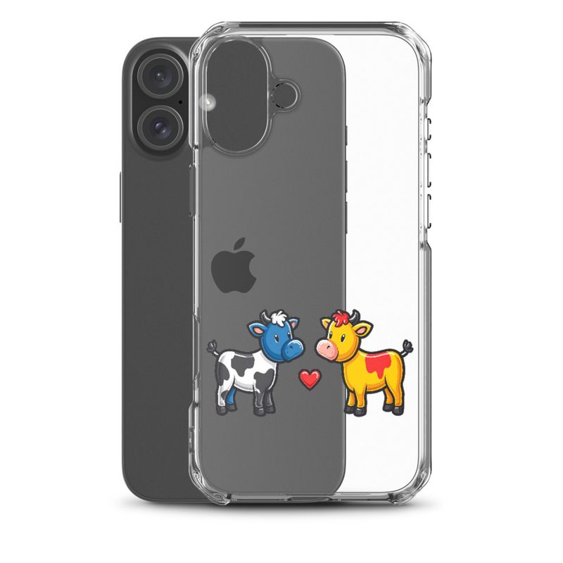 Clear Case for iPhone, Cattle, bull and cow in love, both colourful, zbyzzs