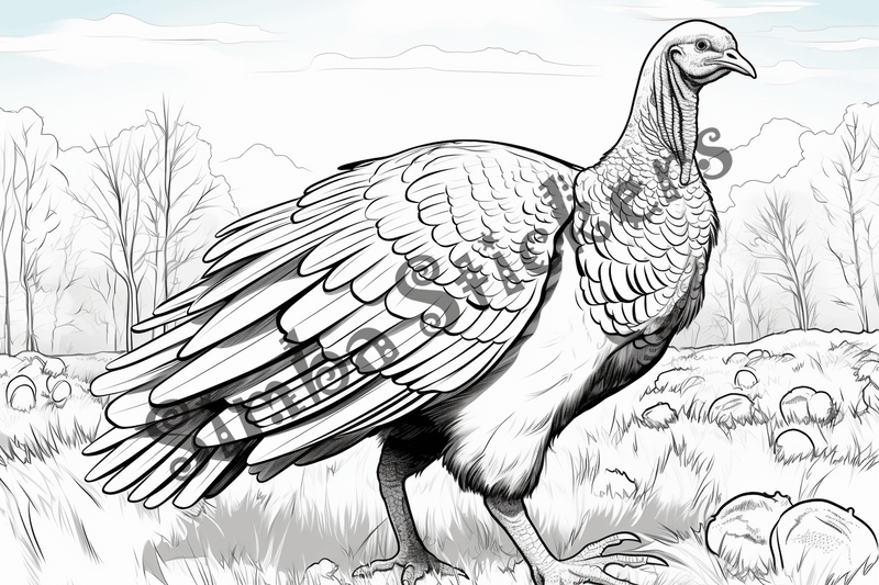 Colouring pages, bundle of turkeys, 50 images