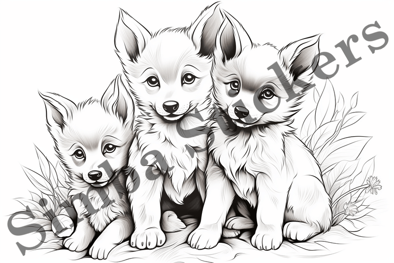 Colouring pages, Bundle of foxes, 25 images