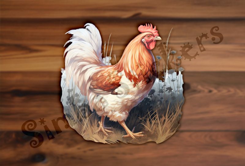 Elegant white red and brown chicken