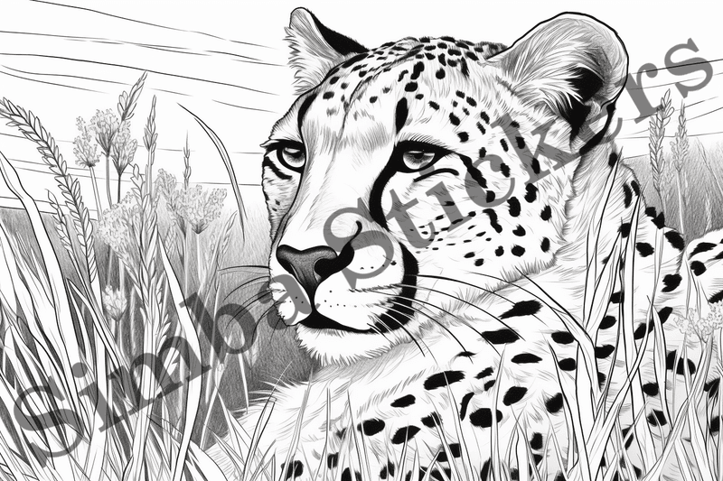 Colouring pages, Bundle of cheetahs, 25 images