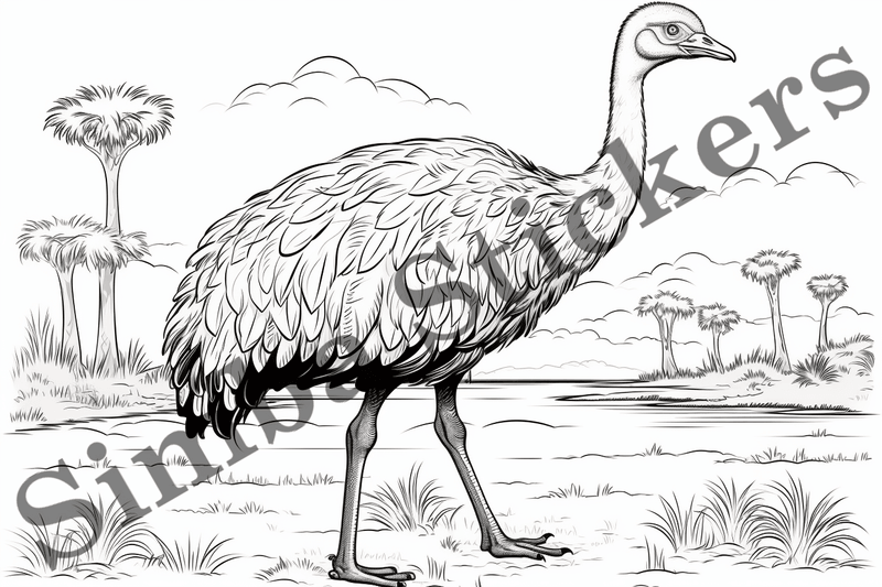Colouring pages, Bundle of ostriches, 25 images