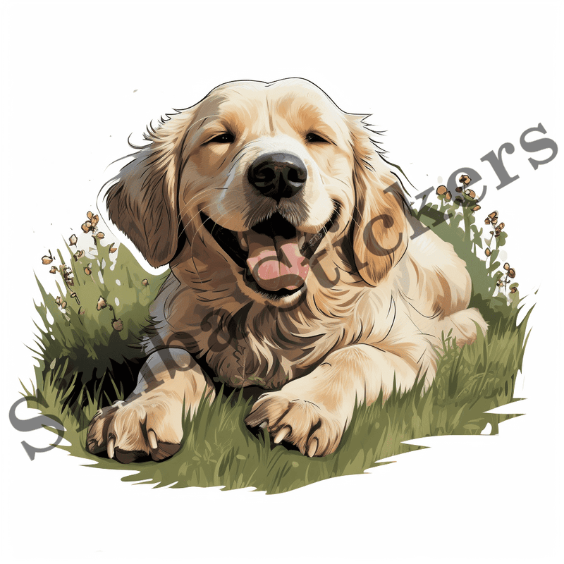 Dog in greed grass, image set, 10 images