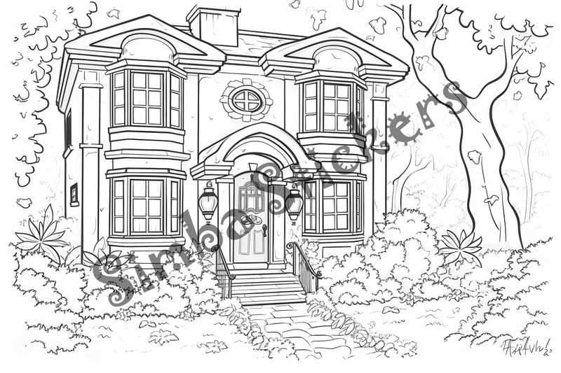 Colouring pages, bundle of houses, 25 images
