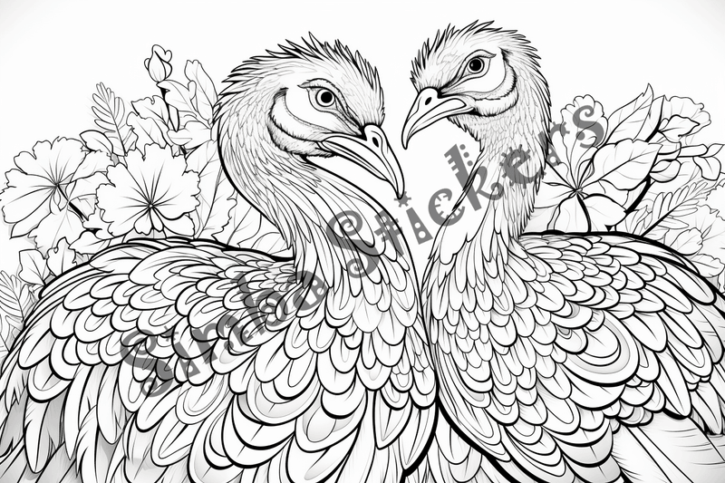 Colouring pages, bundle of turkeys in love, 25 images