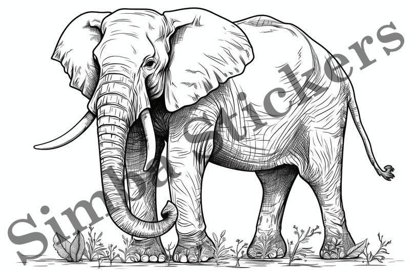 Colouring pages, Bundle of elephants, 10 images