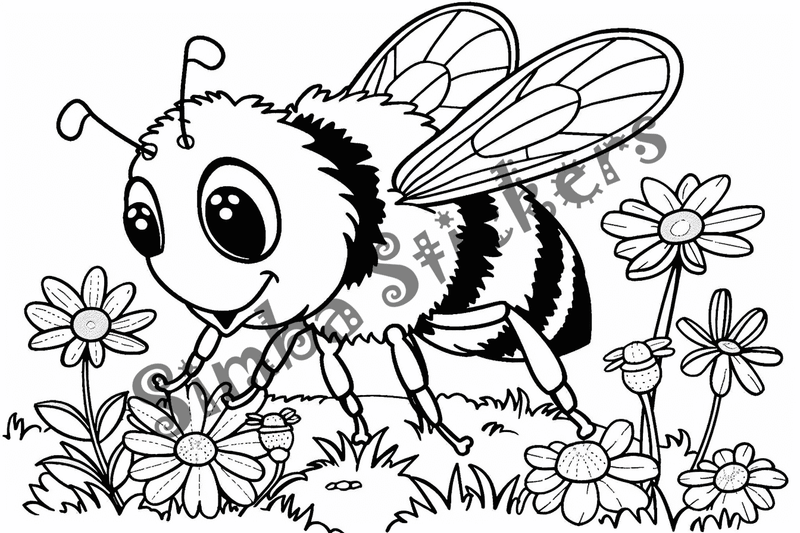 Colouring pages, bundle of bees, 25 images