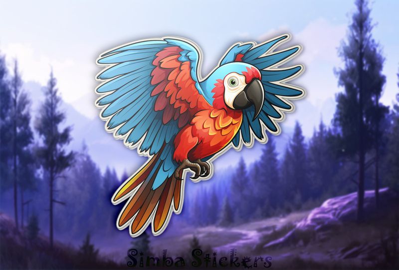 Colourful parrot with wings outspread, xpzzek