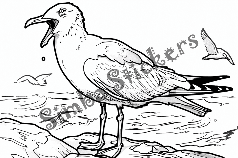 Colouring pages, bundle of seagulls, 25 images