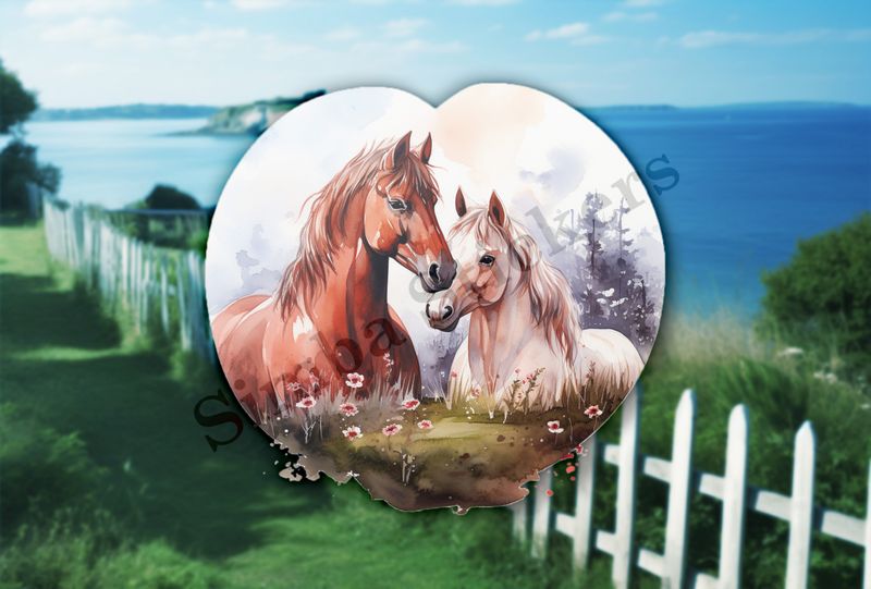 Horses in love, watercolour