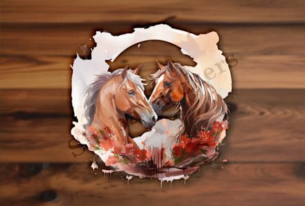 Horses in love, watercolour