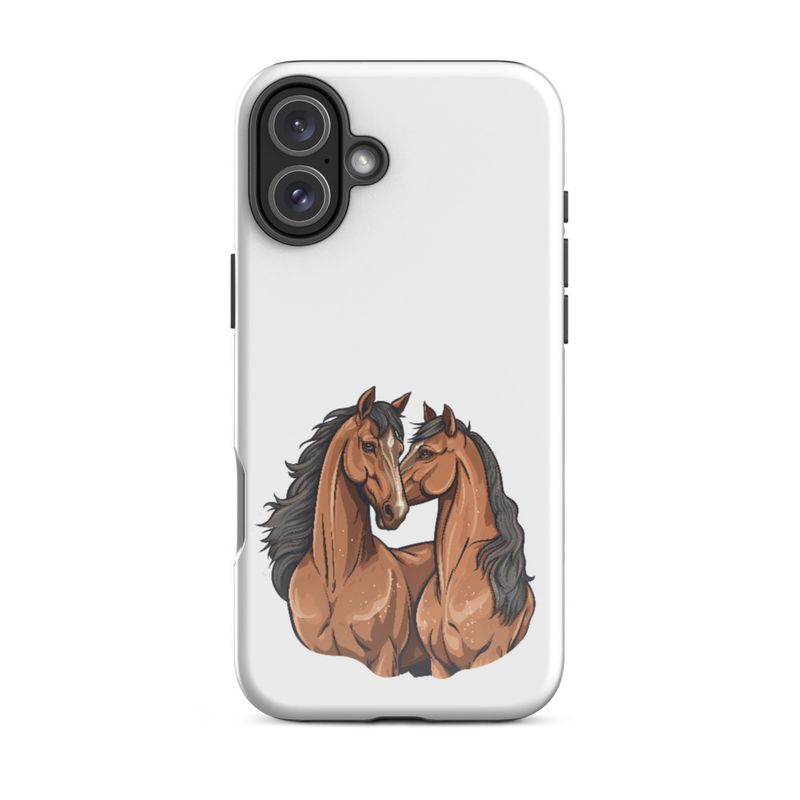 Tough Case for iPhone, Two brown horses snuggling, tdwcyd