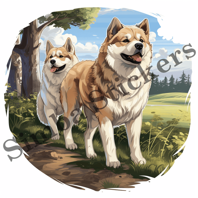 Akita dogs in the wild outdoors, image set, 10 images