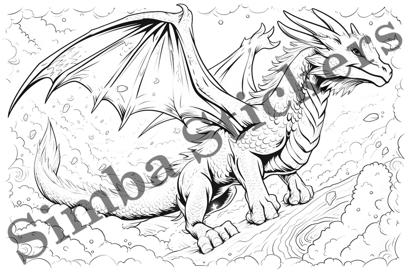 Colouring pages, bundle of dragons, 25 images
