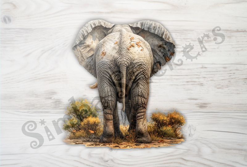 Elephant walking, from behind