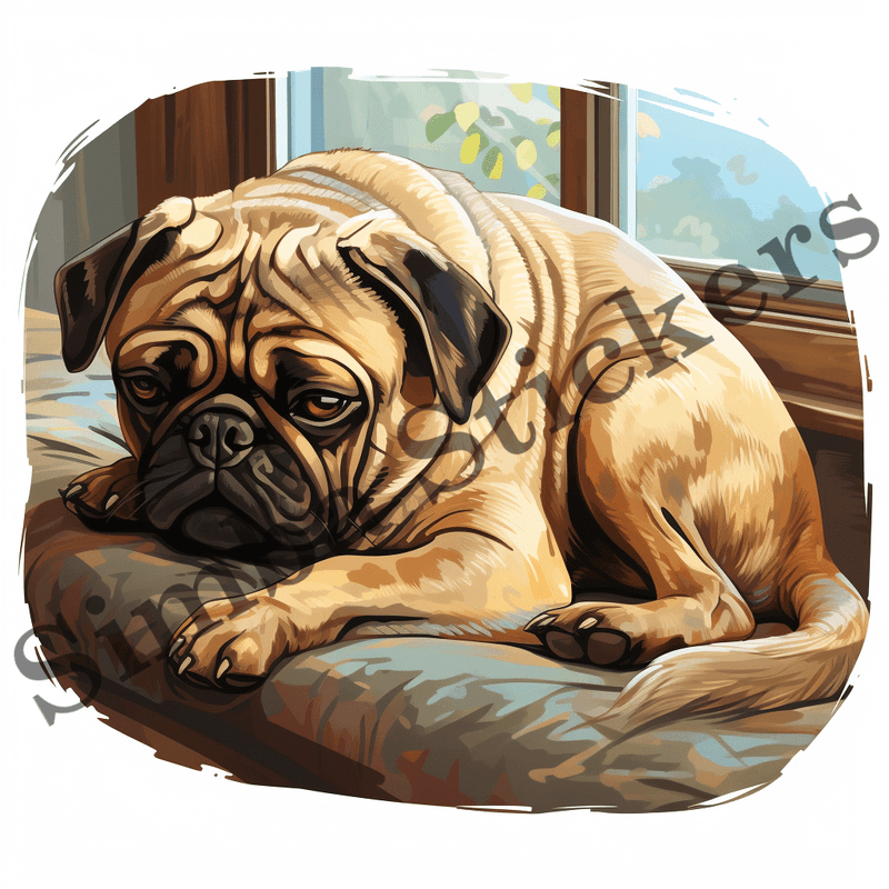 Pug dogs sleeping, image set, 10 images