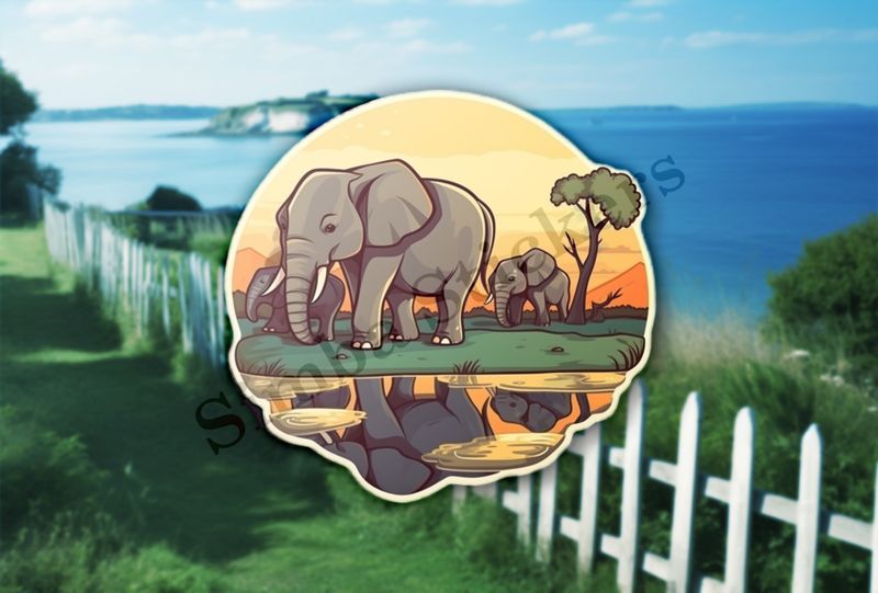 African elephant with calves in the Savanna