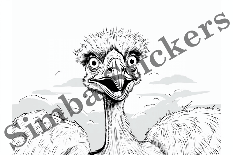 Colouring pages, Bundle of ostriches, 10 images