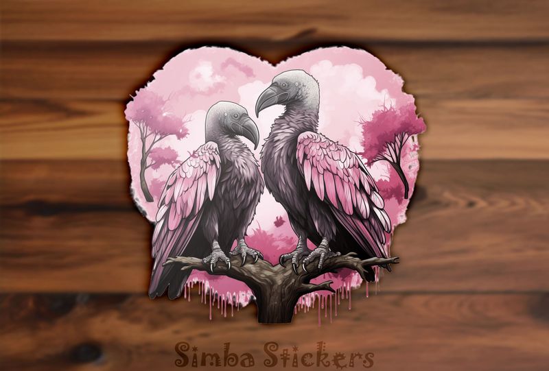 Vultures in love in Valentine&#x27;s heart frame, r1n8ac